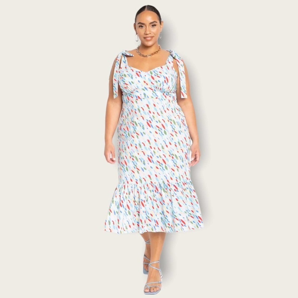 Eloquii Tie Shoulder Structured Dress size 18 in blue